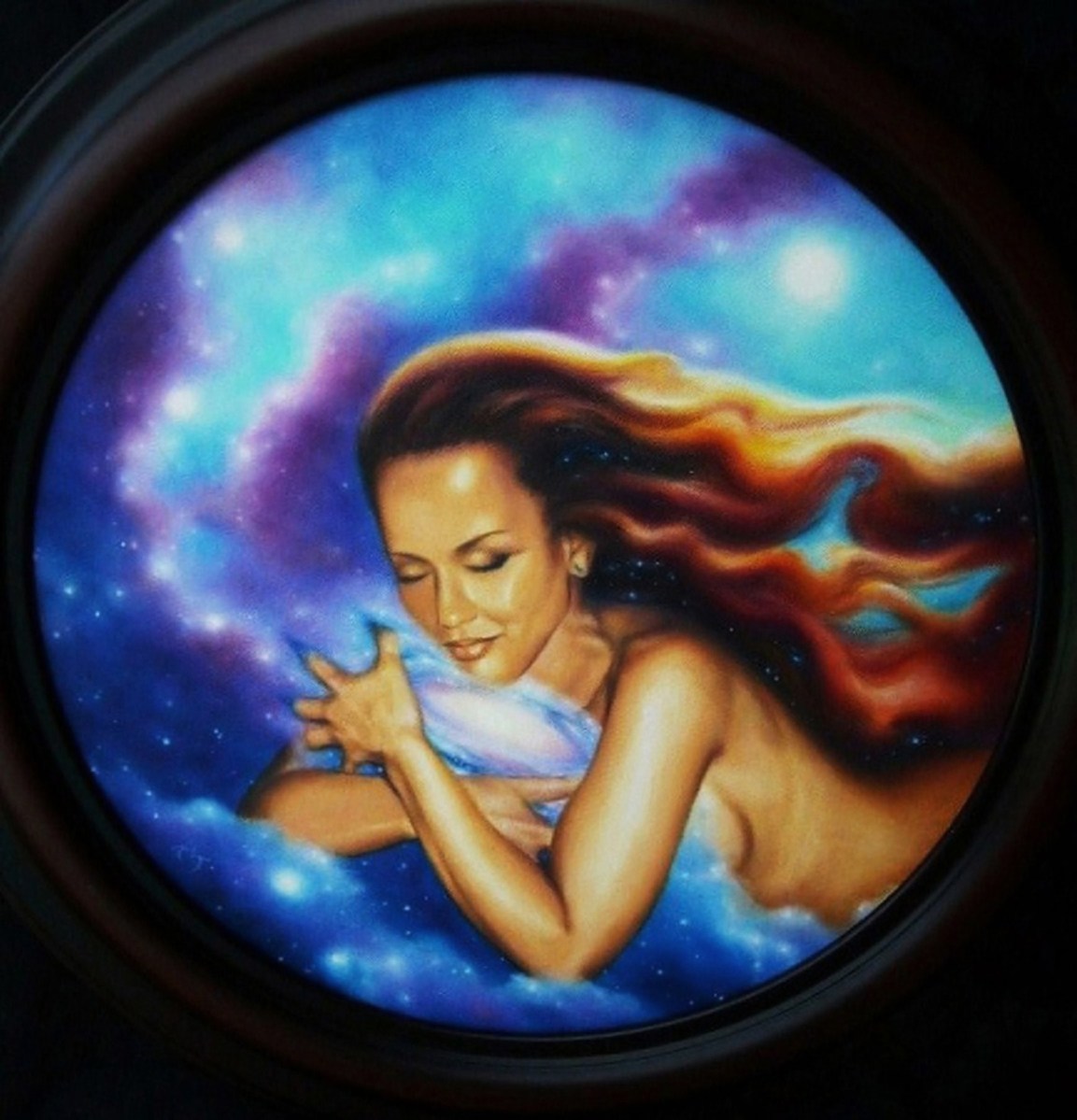 Wishing Upon The Stars ~ Original oil 16" round framed $1250