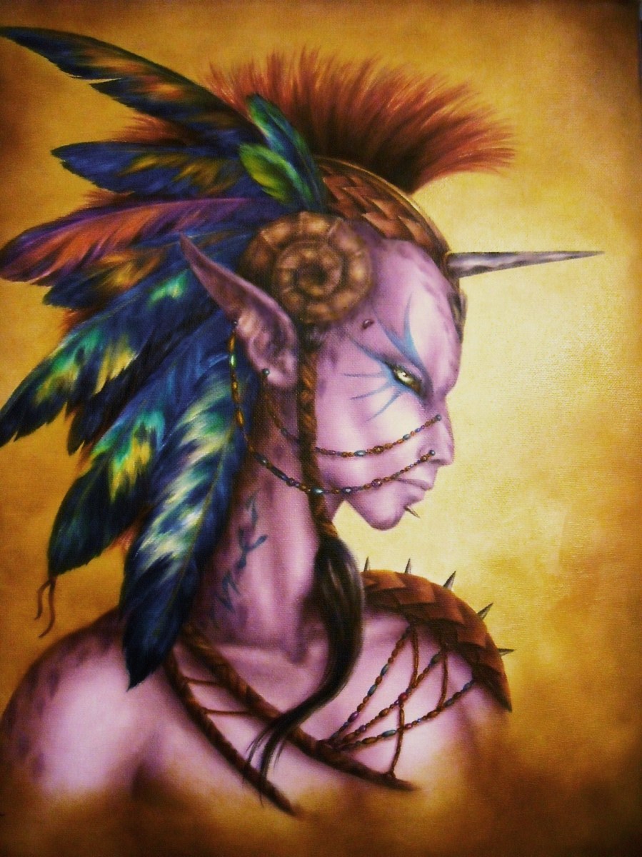Feyrr Warrior ~ Original oil 16x20 gallery wrap: $900 ~ 8x10 print $15