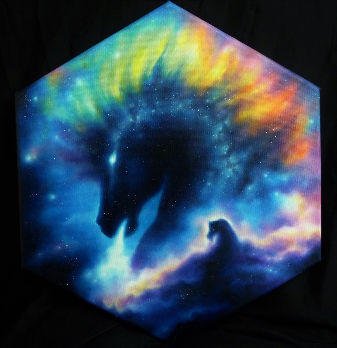 Equus Nebulae ~ 16" hexagonal canvas $600